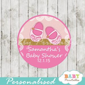 custom baby shoes girl themed baby shower favor labels