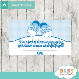 printable baby shoes diaper raffle game cards baby shower