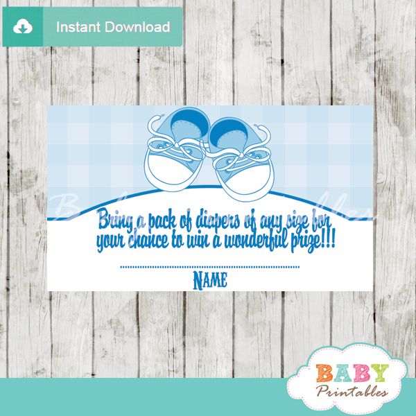 printable baby shoes diaper raffle game cards baby shower