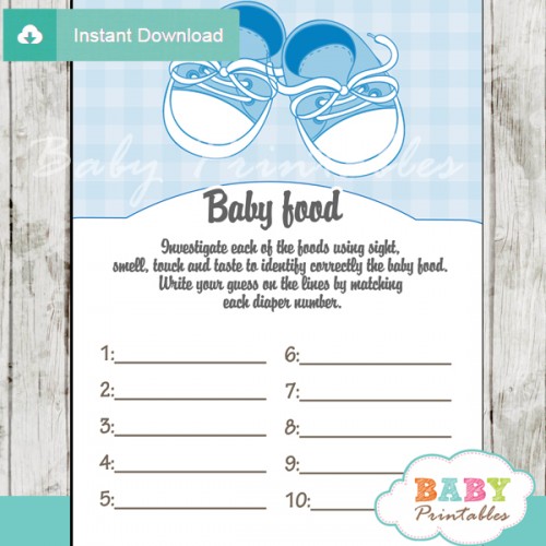 Blue Baby Shoes Baby Shower Games - D171 - Baby Printables