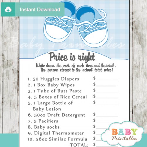 Blue Baby Shoes Baby Shower Games - D171 - Baby Printables