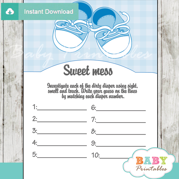 Blue Baby Shoes Baby Shower Games - D171 - Baby Printables