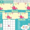 printable pink whale themed baby shower games package