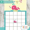 cute pink whale themed baby shower bingo games cards