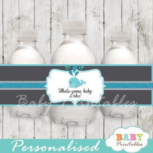 custom blue whale baby shower bottle wrappers diy