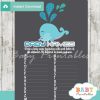 printable blue whale Name Race Baby Shower Game cards