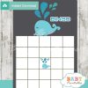 cute blue whale themed baby shower bingo games cards