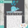 blue whale printable baby shower word search puzzles