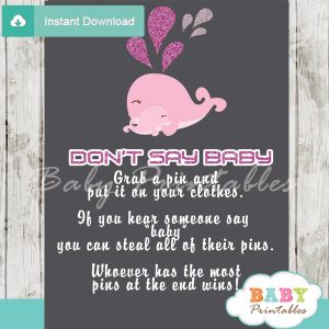 pink whale Dont Say Baby Game pdf