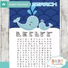 whale baby shower word search game printable puzzles