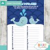 printable whale Name Race Baby Shower Game cards