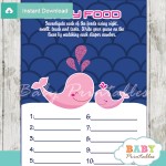 Pink Whale Baby Shower Scallop Pattern Games - D184 - Baby Printables