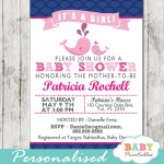 Pink Whale Baby Shower Scallop Pattern Invitation Girls - D184 - Baby ...