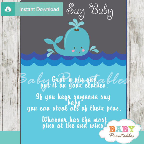 whale printable game Dont Say Baby pdf