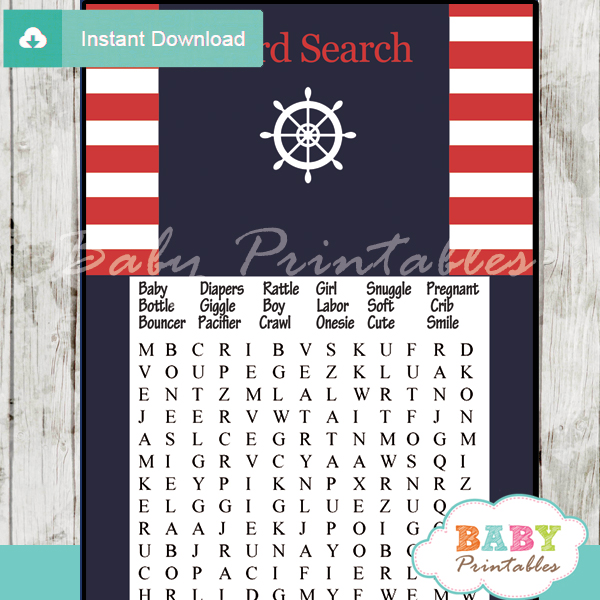 nautical helm baby shower word search game printable puzzles