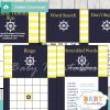 navy and yellow printable nautical striped baby shower games package