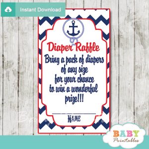 navy and red printable nautical diaper raffle game cards baby shower