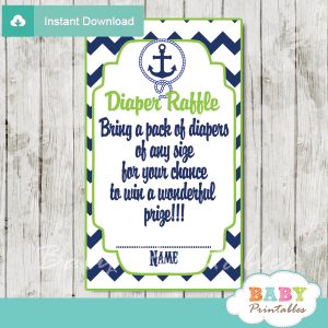 blue and green printable nautical diaper raffle game cards baby shower