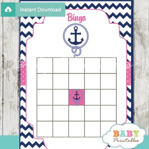 nautical anchor printable baby shower bingo games cards