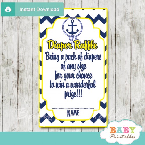 Navy &amp; Yellow Nautical Anchor Diaper Raffle Tickets - D197 - Baby ...