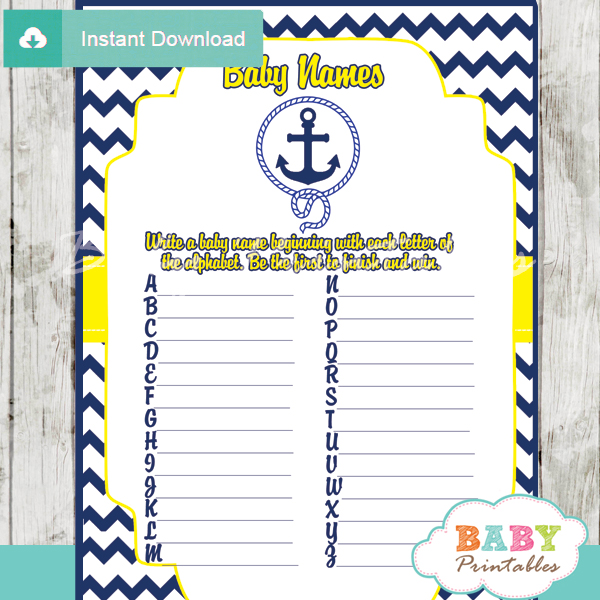 baby kits theme shower Anchor Nautical D197 Yellow Games   Navy Shower & Baby