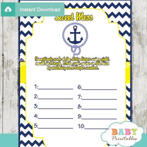 printable nautical anchor Baby Shower Game Guess the Sweet Mess Dirty Diaper