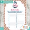 floral printable nautical anchor Name Race Baby Shower Game cards