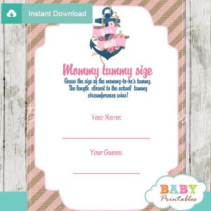 floral nautical anchor printable measure the belly baby shower game