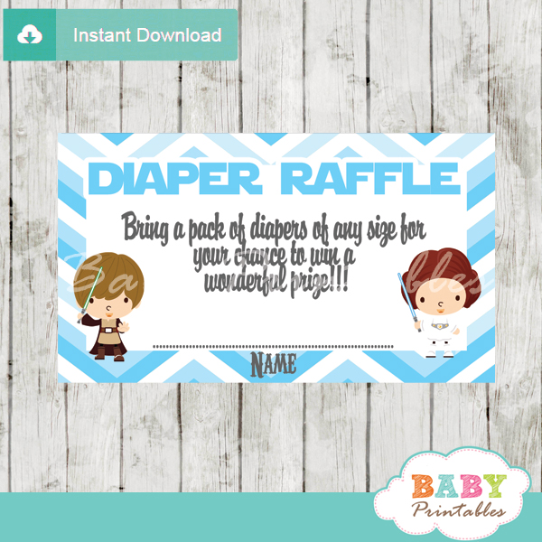 Blue Chevron Star Wars Diaper Raffle Tickets D205 Baby Printables