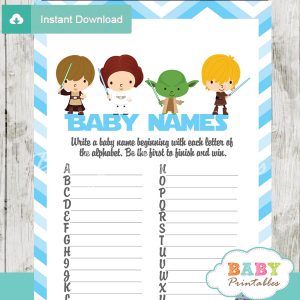 printable star wars Name Race Baby Shower Game cards