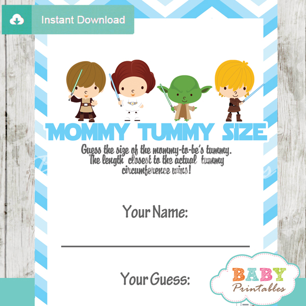 205 Blue Chevron Star Wars Baby Shower Printable Game Mommy Tummy