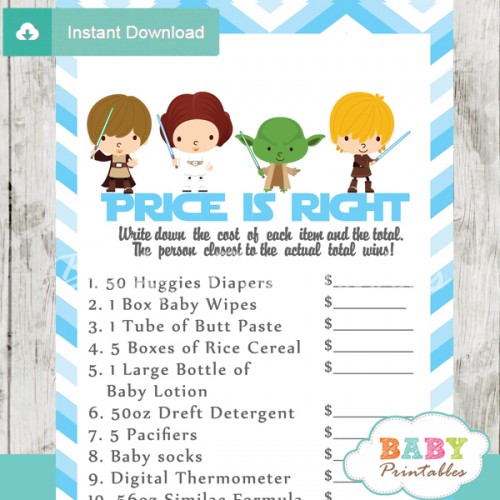 Blue Chevron Star Wars Baby Shower Games - D205 - Baby Printables