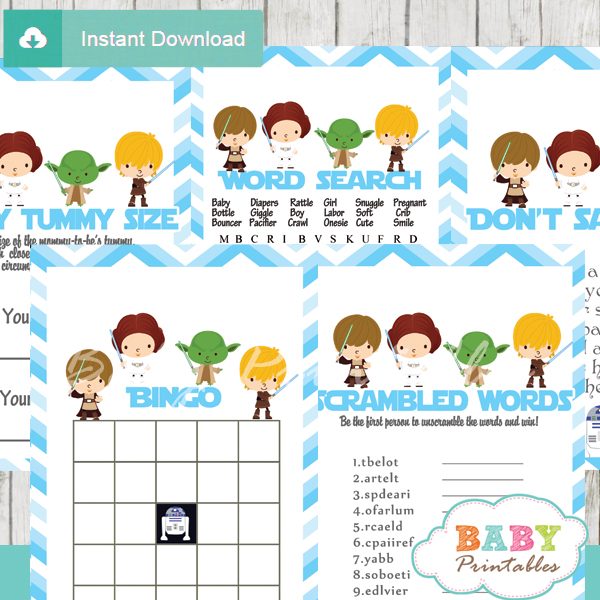 Blue Chevron Star Wars Baby Shower Games D205 Baby Printables