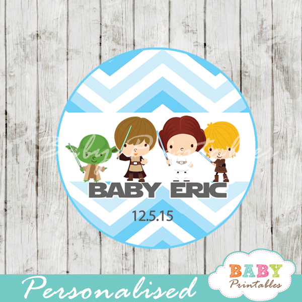 Blue Chevron Star Wars Baby Shower Favor Tags D205 Baby Printables