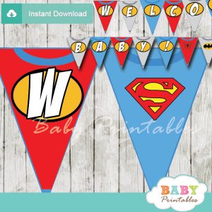 printable superhero welcome banner decoration personalized
