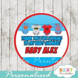 printable superhero personalized favor tags toppers