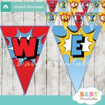 Comic Superhero Bodysuits Baby Shower Banner - D211 - Baby Printables