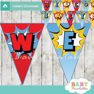 printable comic superhero welcome banner decoration personalized