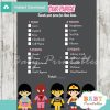 girl superhero what's in your purse baby shower game printable