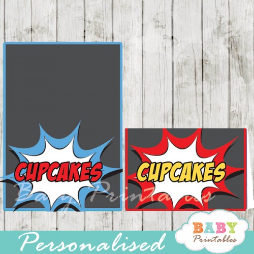 Superhero Boys Personalized Food Tents - D213 - Baby Printables