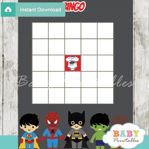 Superhero Boys Baby Shower Games - D213 - Baby Printables