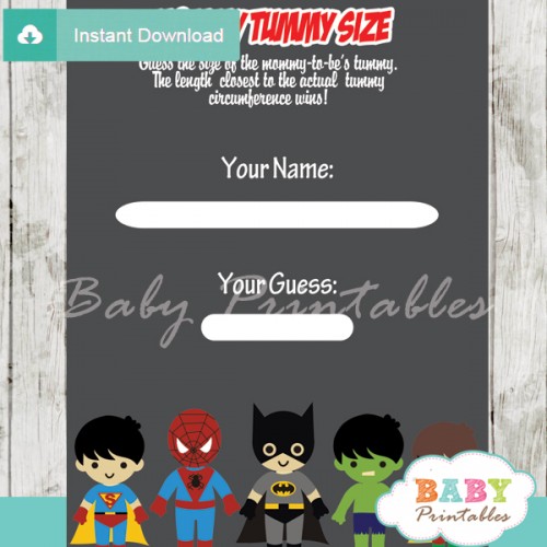 Superhero Boys Baby Shower Games - D213 - Baby Printables