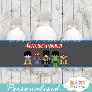printable superhero boys personalized bottle wrappers diy