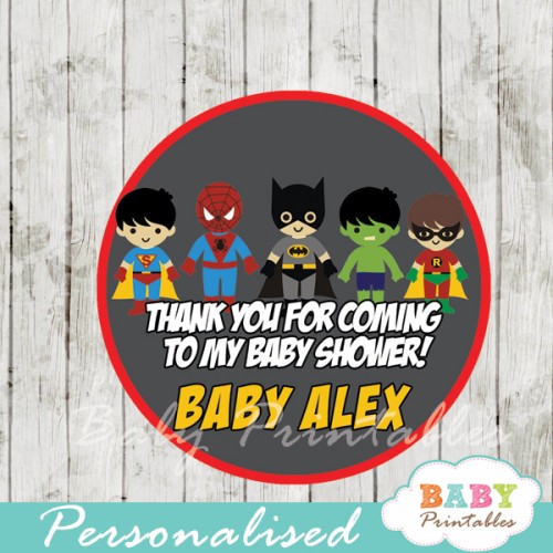 Superhero Boys Baby Shower Favor Tags - D213 - Baby Printables