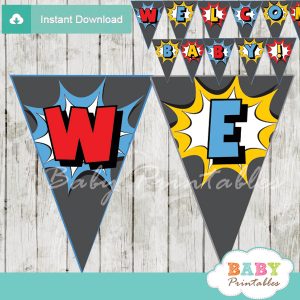 printable comic superhero welcome banner decoration personalized