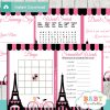 printable french bicycle pink paris baby shower fun games ideas
