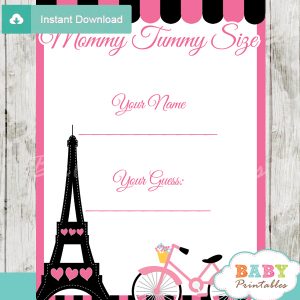 french bicycle paris printable measure the belly baby shower game