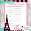french pink paris printable baby shower unscramble words game