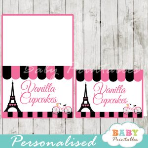 printable french bicyle paris eiffel tower personalized food label cards