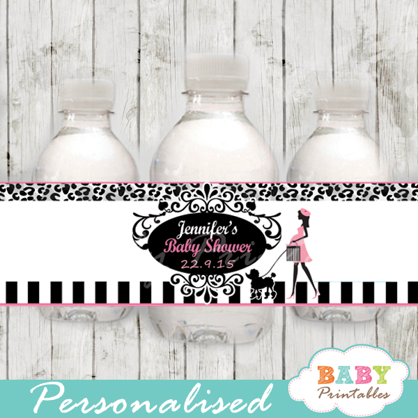animal print printable french poodle paris personalized bottle wrappers diy